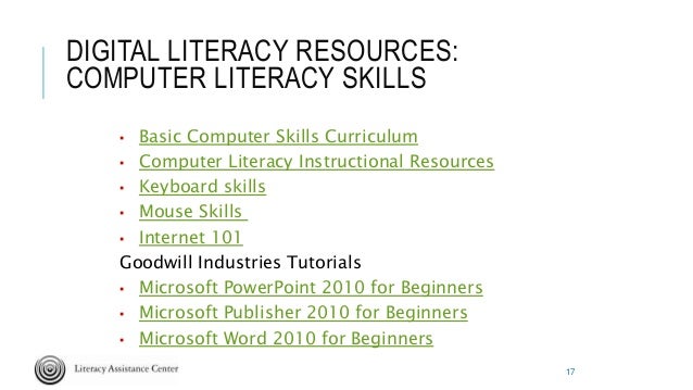 Computer literacy curriculum adult education photo 355